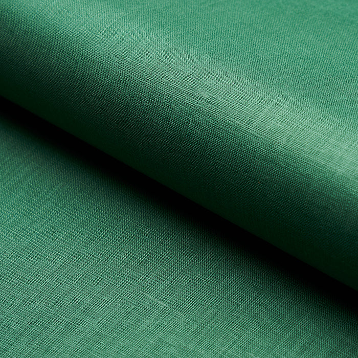 Schumacher Lange Glazed Linen Emerald Fabric Sample 82687
