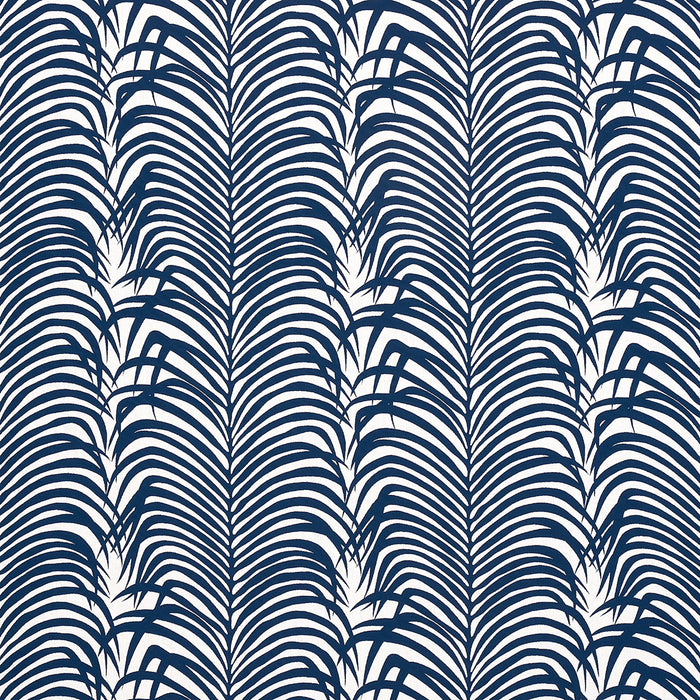 Schumacher Zebra Palm Indoor/Outdoor Navy Fabric 82781