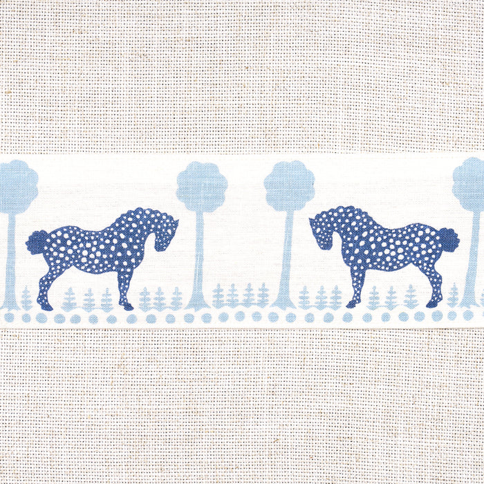 Schumacher Polka Dot Pony Tape Blue Trim 82811