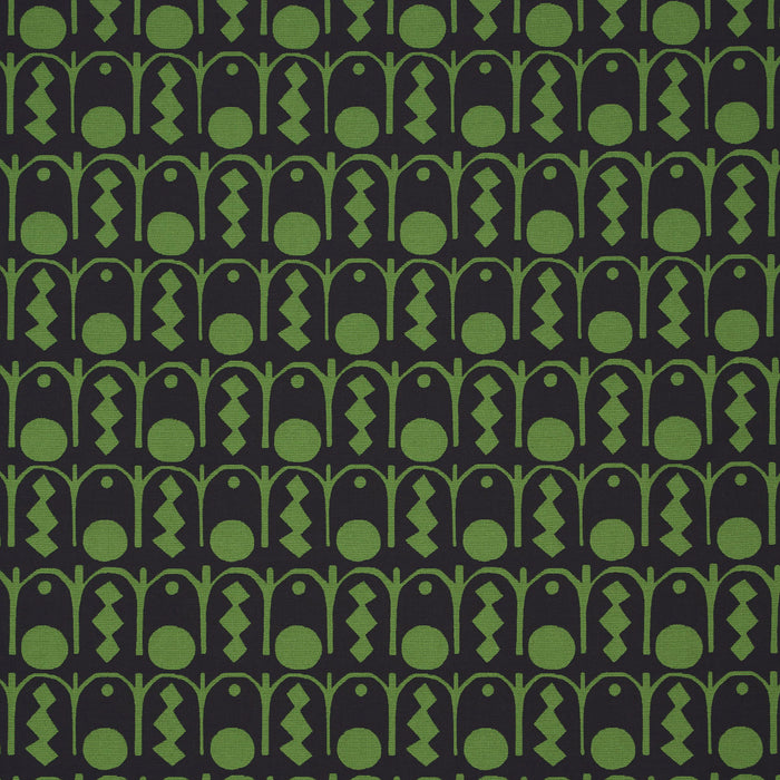 Schumacher Downtown Green And Black Fabric 83412