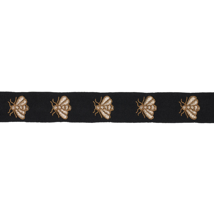 Schumacher Hubert's Bees Tape Noir & Gold Trim 83531
