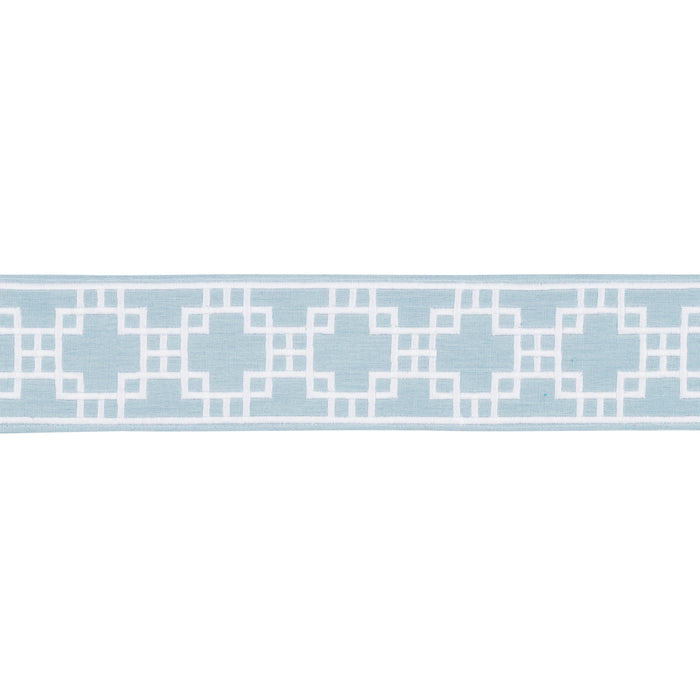 Schumacher Squared Away Trellis Tape Sky Trim 83591