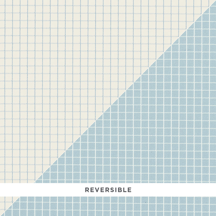 Schumacher Georgie Reversible Check China Blue Fabric 83690