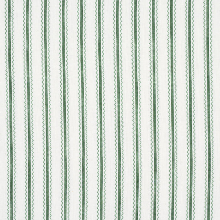 Schumacher Birdie Ticking Stripe Leaf Green Fabric 83700