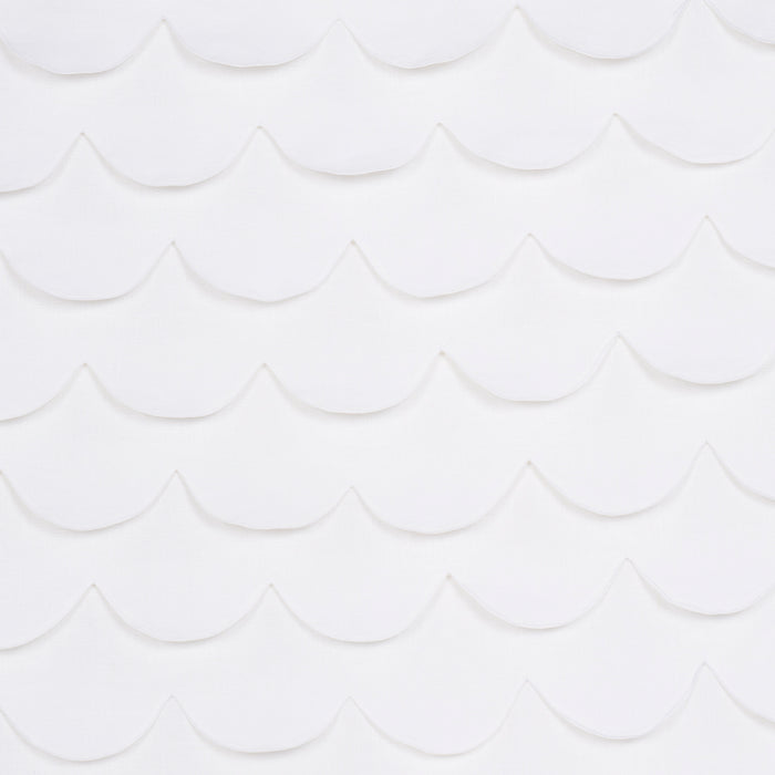 Schumacher Prep School Hand Pieced Scallop White Fabric 84400