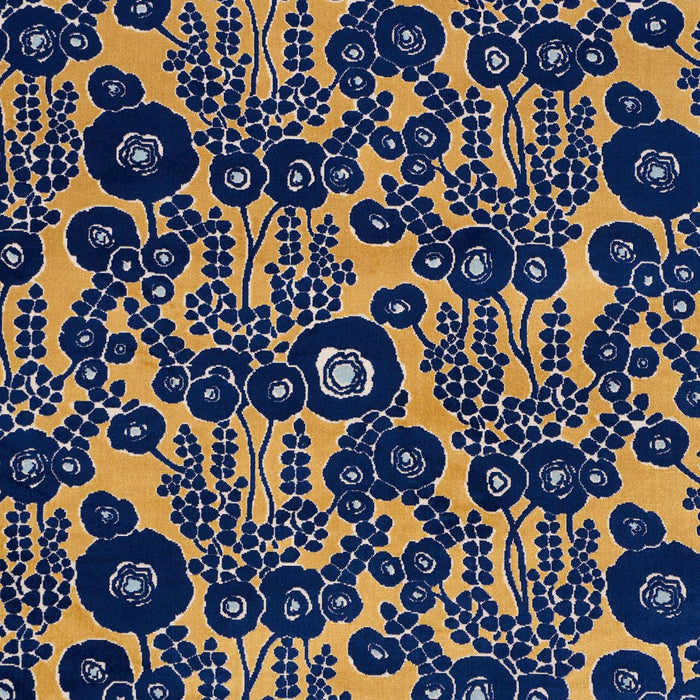 Schumacher Emelie Velvet Sapphire & Gold Fabric 84791