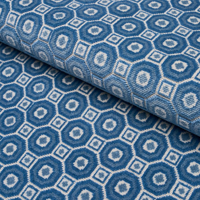 Schumacher Trianon Cut Velvet Azur Fabric 84892