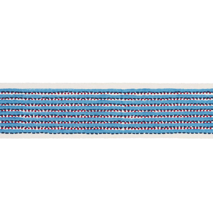 Schumacher Stripe & Dot Hand Block Trim Blue Trim Schumacher 85421