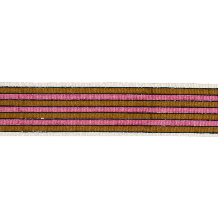 Schumacher Arya Stripe Hand Block Trim Gold Trim Sample 85431