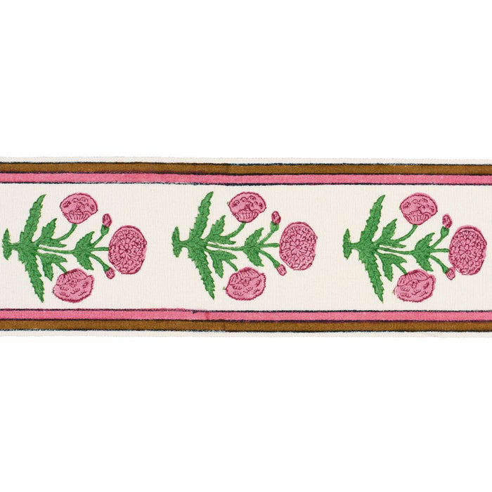 Schumacher Poppy Hand Block Trim Pink Trim Schumacher 85441