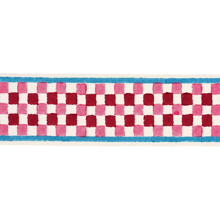Schumacher Chequer Hand Block Trim Pink Trim Schumacher 85451