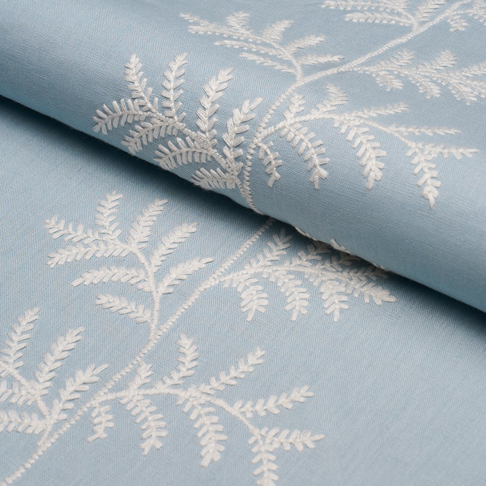 Schumacher Eloise Embroidery Sky Fabric Sample 85632