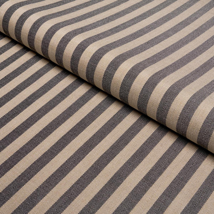 Schumacher Hanson Indoor/Outdoor Stripe Narrow Carbon Fabric 85812
