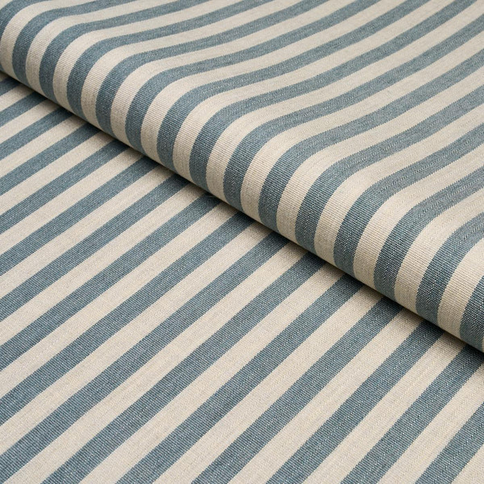 Schumacher Hanson Indoor/Outdoor Stripe Narrow Teal Fabric 85813