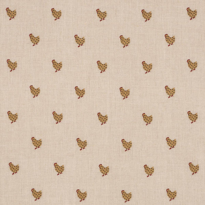 Schumacher Betsy's Chicken Embroidery Natural Fabric 85950