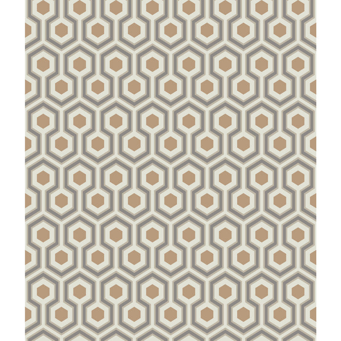 Cole & Son Hicks Hexagon Gold/Taupe Wallpaper Sample 95/3017.CS.0