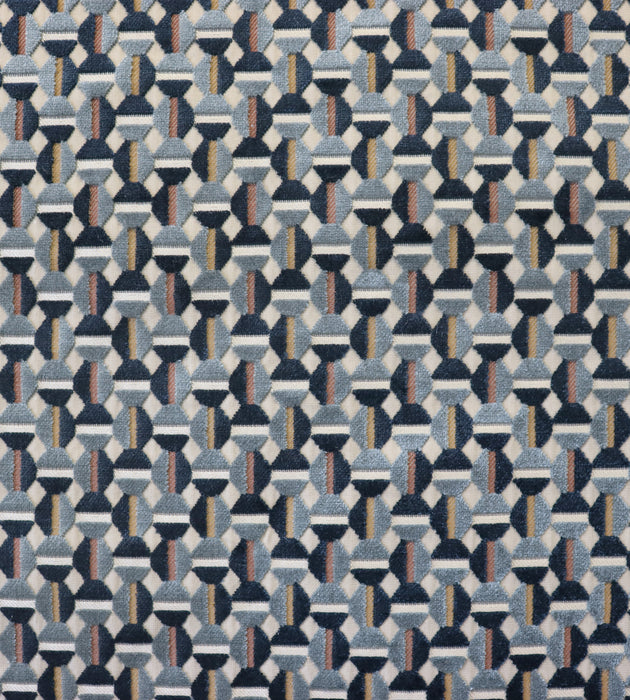 Aldeco Lumiere Jacquard Velvet Riverside Gold Blue Fabric A9LUMI0004