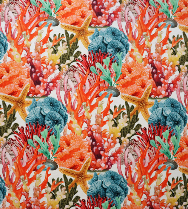 Aldeco Sealife Velvet Bright Coral Fabric A9SEAL0004