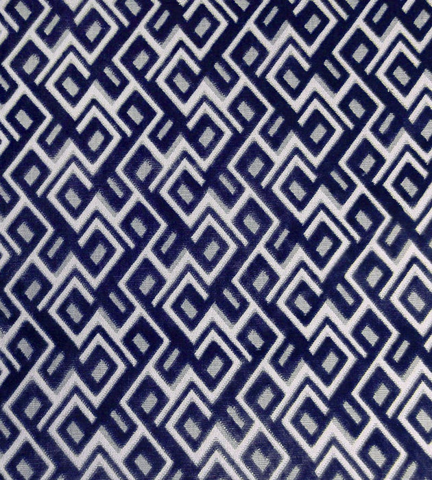 Aldeco Anni Jacquard Velvet Navy Blue Linen Fabric A9ANNI0007