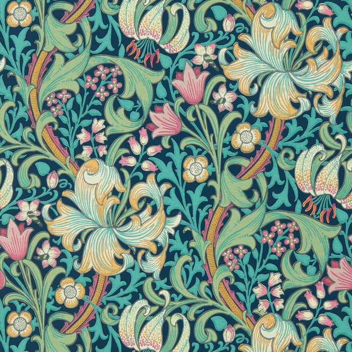Morris & Co Golden Lily Galactic Ink Wallpaper AARC510007