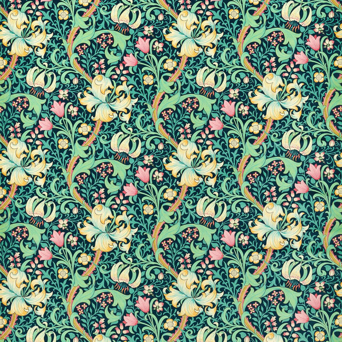 Morris & Co Golden Lily Galactic Ink Fabric AARC520004