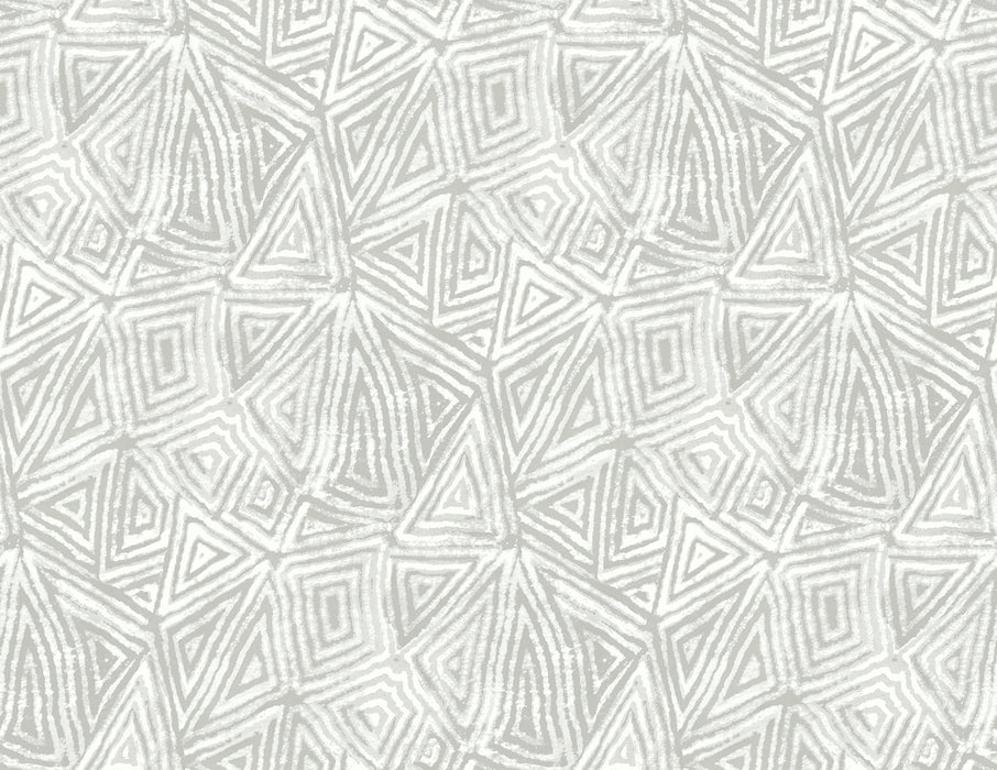 Seabrook Designs African Geo Metallic Silver & Off-white Wallpaper Sample AH41500