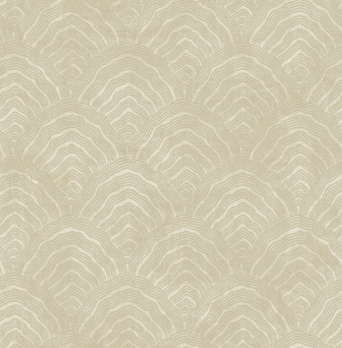 Seabrook Designs Confucius Scallop Tan And Metallic Pearl Wallpaper Sample AI41503