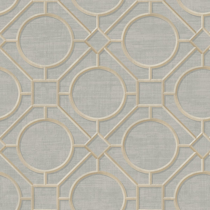 Seabrook Designs Silk Road Trellis Metallic Gold And Gray Wallpaper Sample AI42401