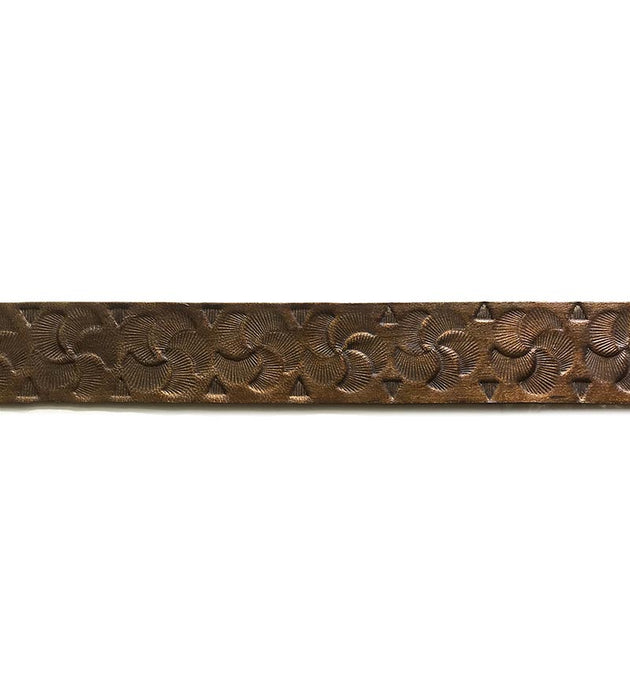 Old World Weavers Cuir Scalloped Border Bronze Fabric AQ02CD0001