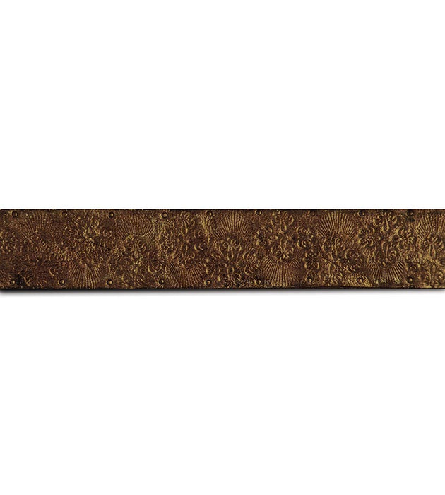 Old World Weavers Cuir Leaf Border Bronze Fabric AQ03CD0001