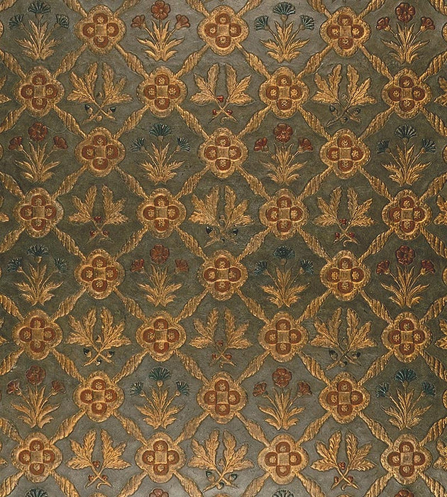 Old World Weavers Cuir Chene Bleu/Gold Fabric AQ22CD0004