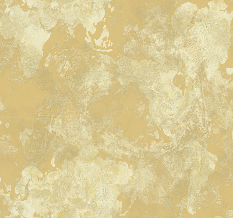 Seabrook Designs Galileo Faux Metallic Gold And Off-white Wallpaper Sample AV50905
