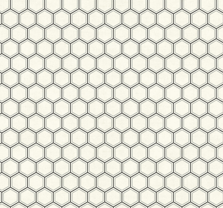 Seabrook Designs Curie Geo Metallic Silver And Black Wallpaper Sample AV51200