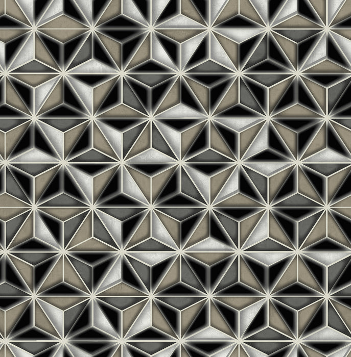 Seabrook Designs Einstein Geometric Metallic Silver And Black Wallpaper AV51400