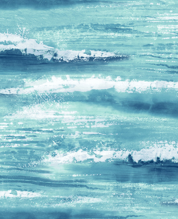 Seabrook Designs Moseley Waves Metallic Blue And White Wallpaper Sample AV51702