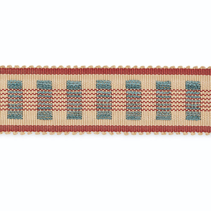 Schumacher Lucinda Braid 7/8" Ecru/Delft/Garnet Trim B220-5