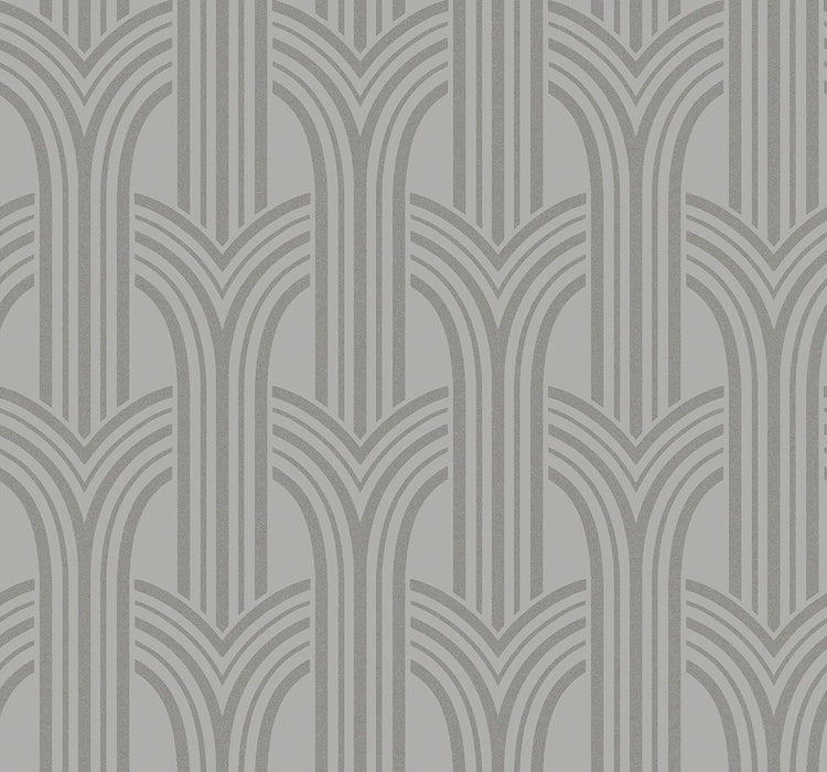 Seabrook Designs Déco Arches Nickel Wallpaper Sample BD50410