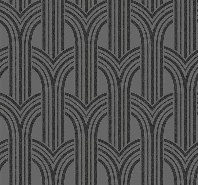 Seabrook Designs Déco Arches Pewter & Galaxy Wallpaper Sample BD50420