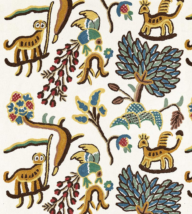 Old World Weavers Fables - Jawahar Crewel Blue / Multi Fabric Sample BH00310001