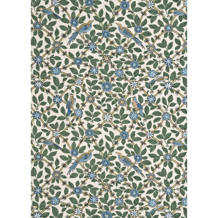 GP & J Baker Bamboo Bird Aqua/Teal Fabric BP10465.2.0