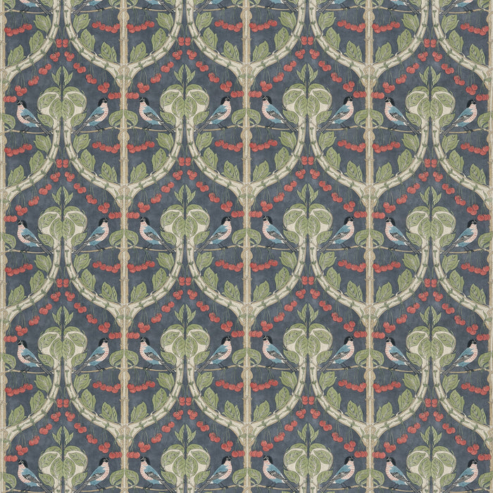 GP & J Baker Birds & Cherries Cotton Indigo Fabric BP10967.2.0