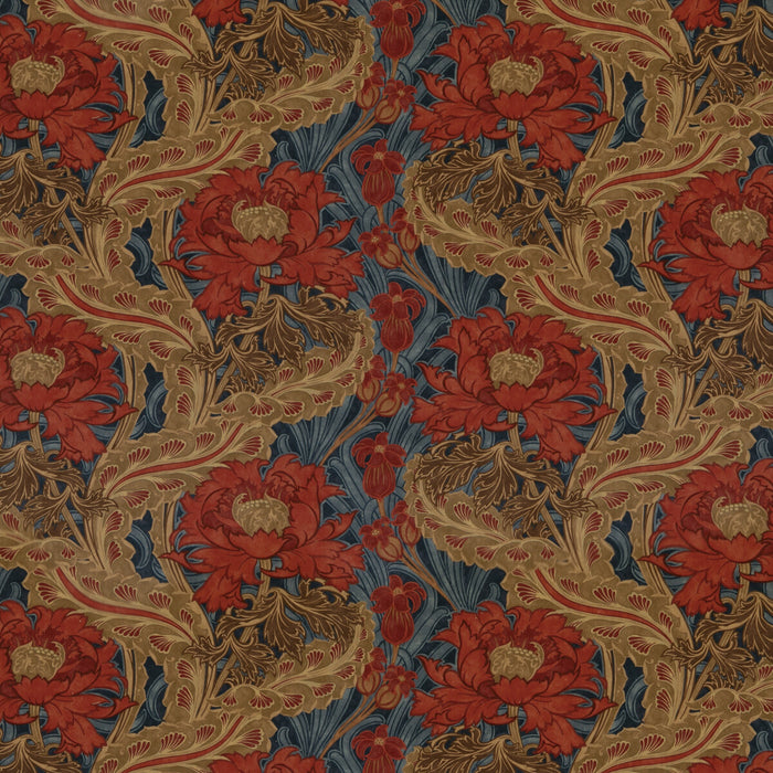 GP & J Baker Brantwood Velvet Red/Blue Fabric Sample BP10970.2.0