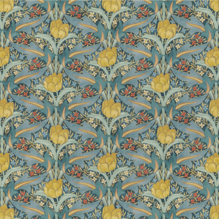 GP & J Baker Tulip & Jasmine Cotton Teal Fabric BP10977.3.0