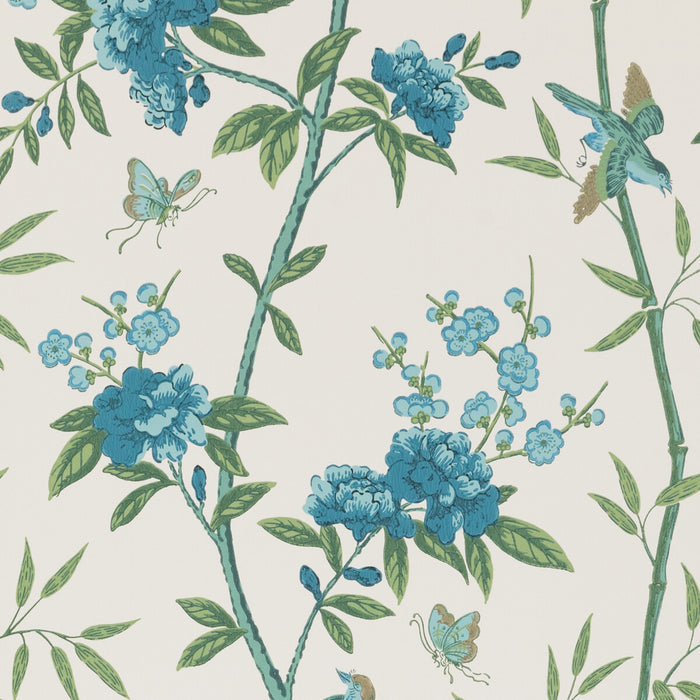 GP & J Baker Peony & Blossom Indigo/Teal Wallpaper BW45066.5.0