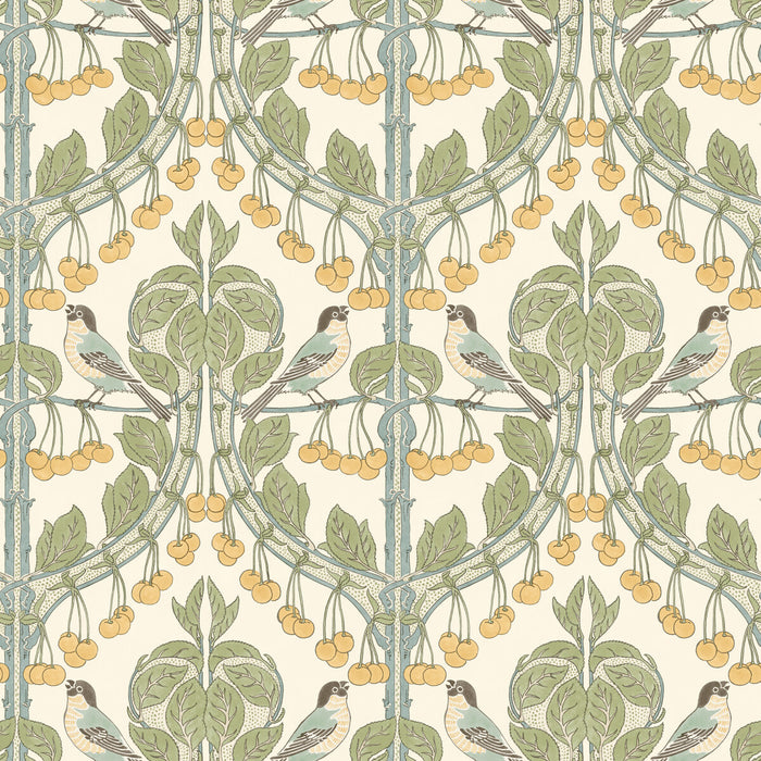GP & J Baker Birds & Cherries Aqua Wallpaper BW45100.3.0