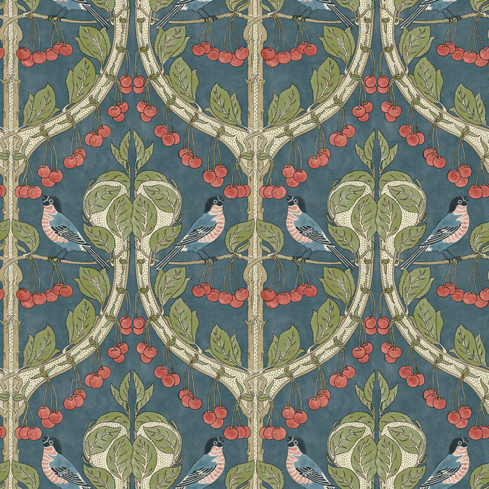 GP & J Baker Birds & Cherries Indigo Wallpaper BW45100.5.0
