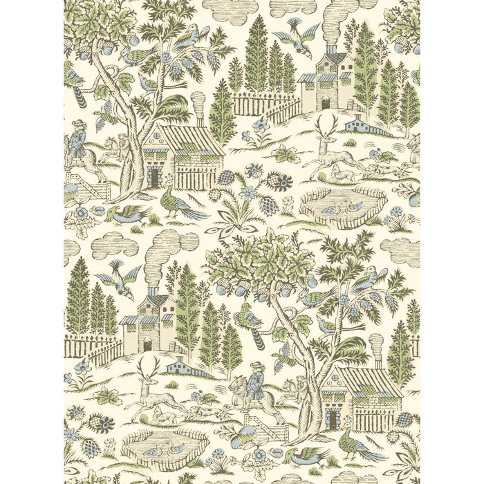 GP & J Baker Home Park Soft Green/Blue Wallpaper BW45143.5.0