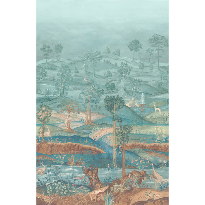 GP & J Baker Royal Park Panel Teal Wallpaper Sample BW45150.2.0