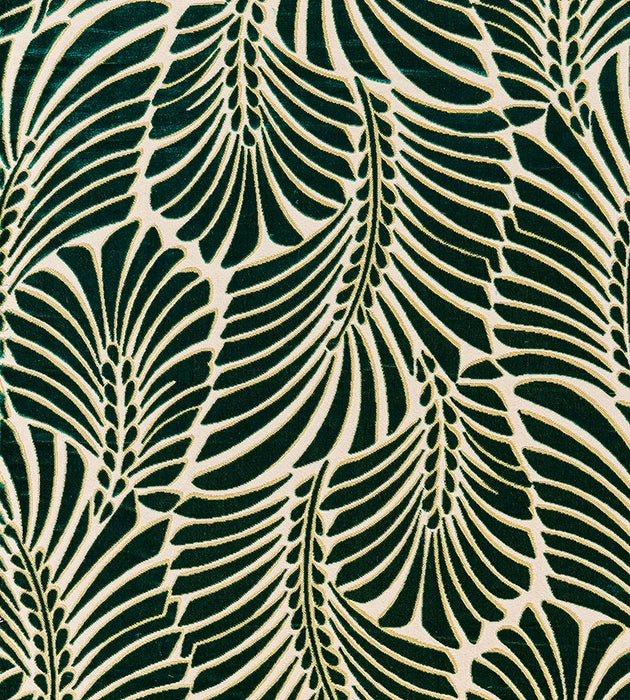 Old World Weavers Plumes Silk Velvet Viridian Fabric CN15230001