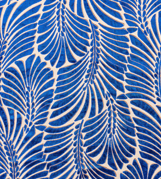 Old World Weavers Plumes Silk Velvet Sapphire Fabric CN15230002